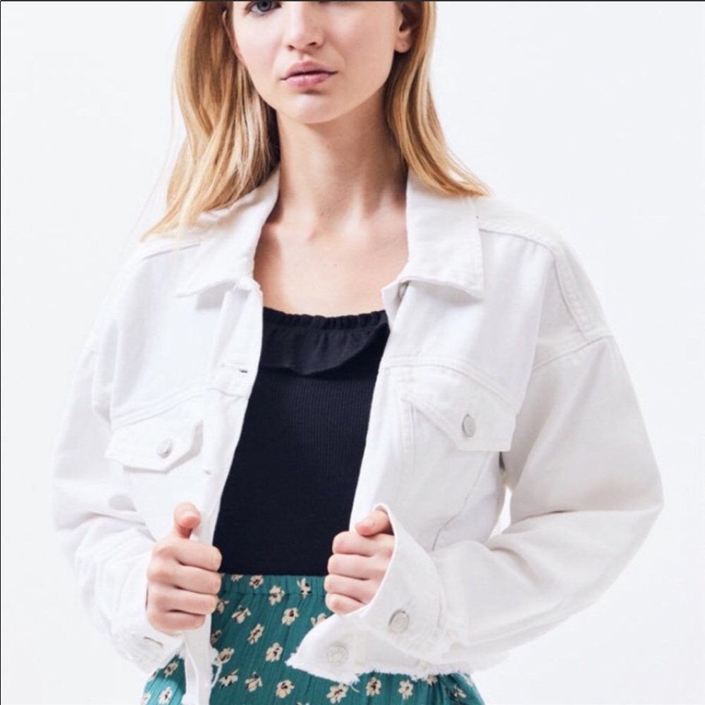 White Cropped Jean Jacket